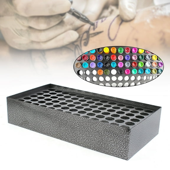 Fichiouy 78 Holes Tattoo Bottle Rack Wall-Mounted Tattoo Ink Stand Display Holder Organizer