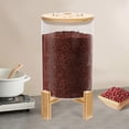 thumbnail image 1 of Fichiouy 8.5Qt Transparent Glass Rice Containers Round Food Storage Jar with Airtight Lid and Bamboo Base Support for Grain Flour Sugar Pasta and Spice, 1 of 15