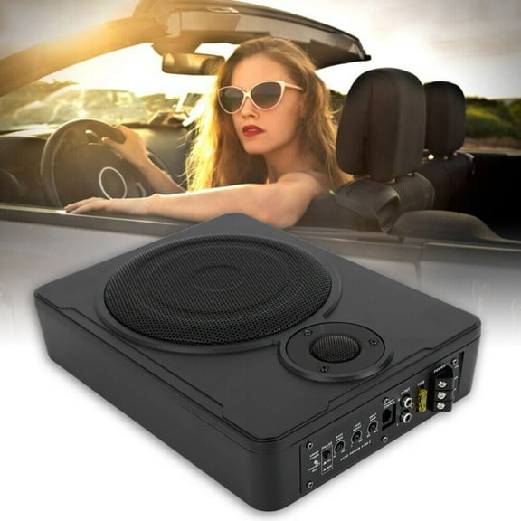Fichiouy 8" Car Under-Seat Subwoofer Active Powered Amplifier Bass Enclosed 12V 600W