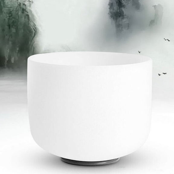 Fichiouy 8" Crystal Singing Bowl Buddha Sound for Meditation Musical Instrument F Note White