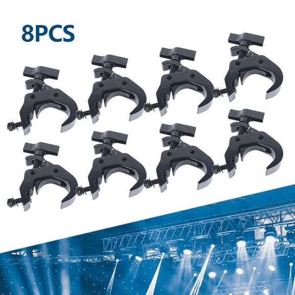 Fichiouy 8PCS 2" Stage Lighting Clamps Truss Hooks for DJ Lighting Load Max 330lbs Black