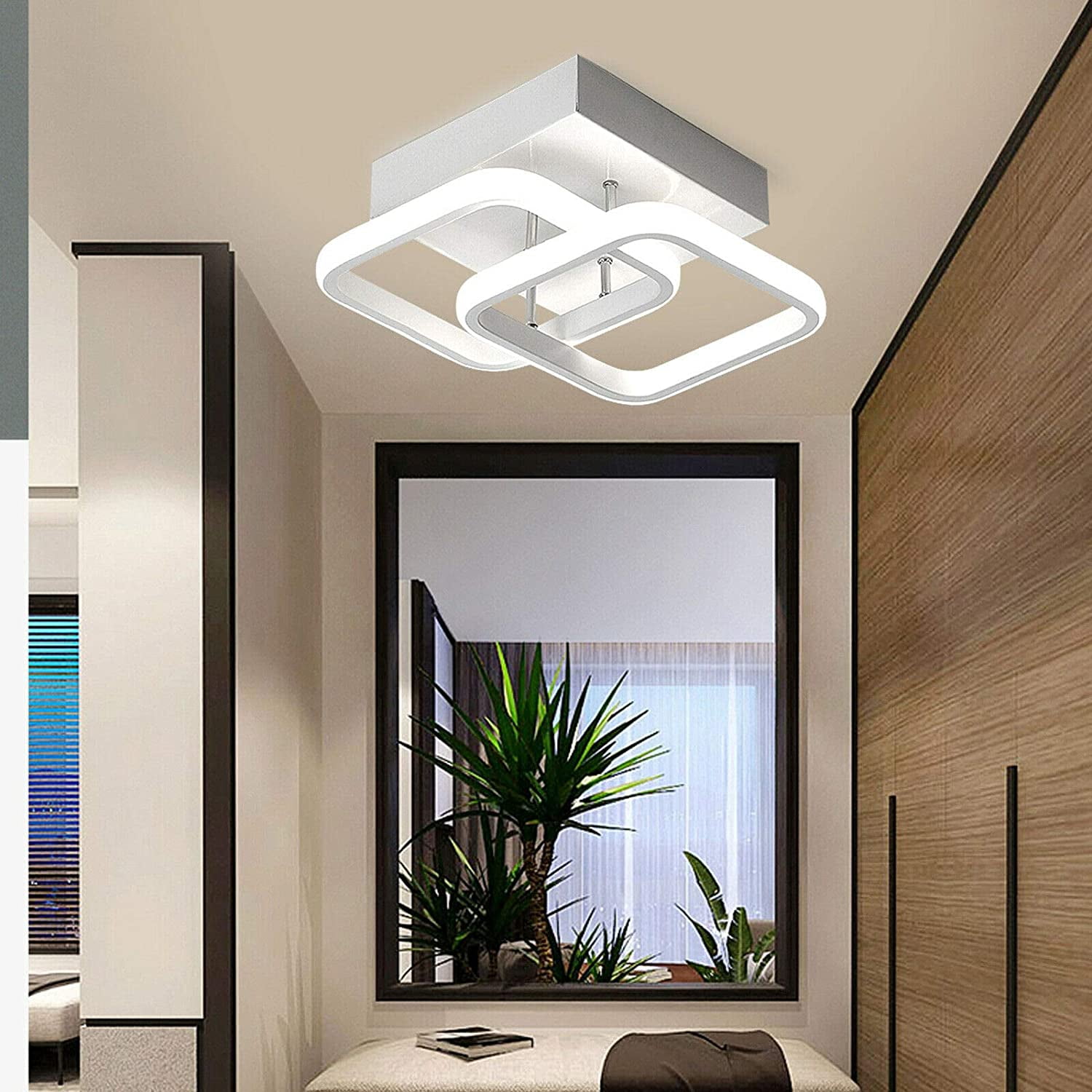 Fichiouy Acrylic LED Ceiling Light Kitchen Pendant Lamp Chandelier Fixture White