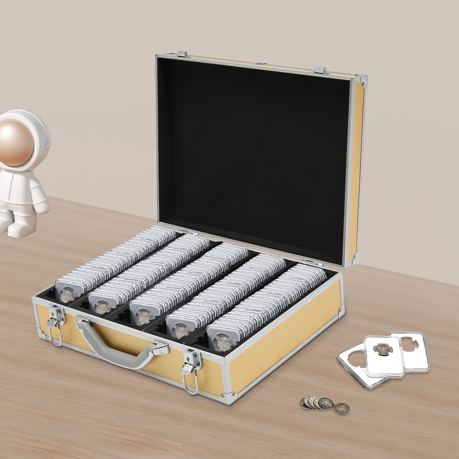 Fichiouy Coin Storage Box 100 Graded Aluminum Coin Slab Case PCGS