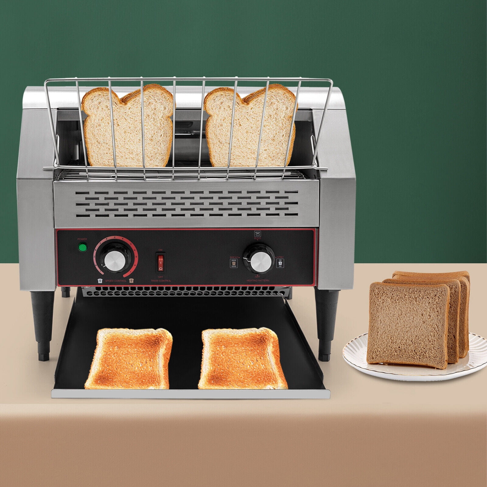 Fichiouy Commercial Toaster Conveyor 450 Slices Hour 2600W Stainless Steel Heavy Duty Industrial Toasters for Bun Bagel Bread Walmart