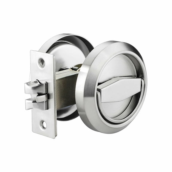 Fichiouy Double Side Pull Ring Lock Bedroom Door Lock Stainless Steel Double-Sided Door Latch with Round Pull Ring