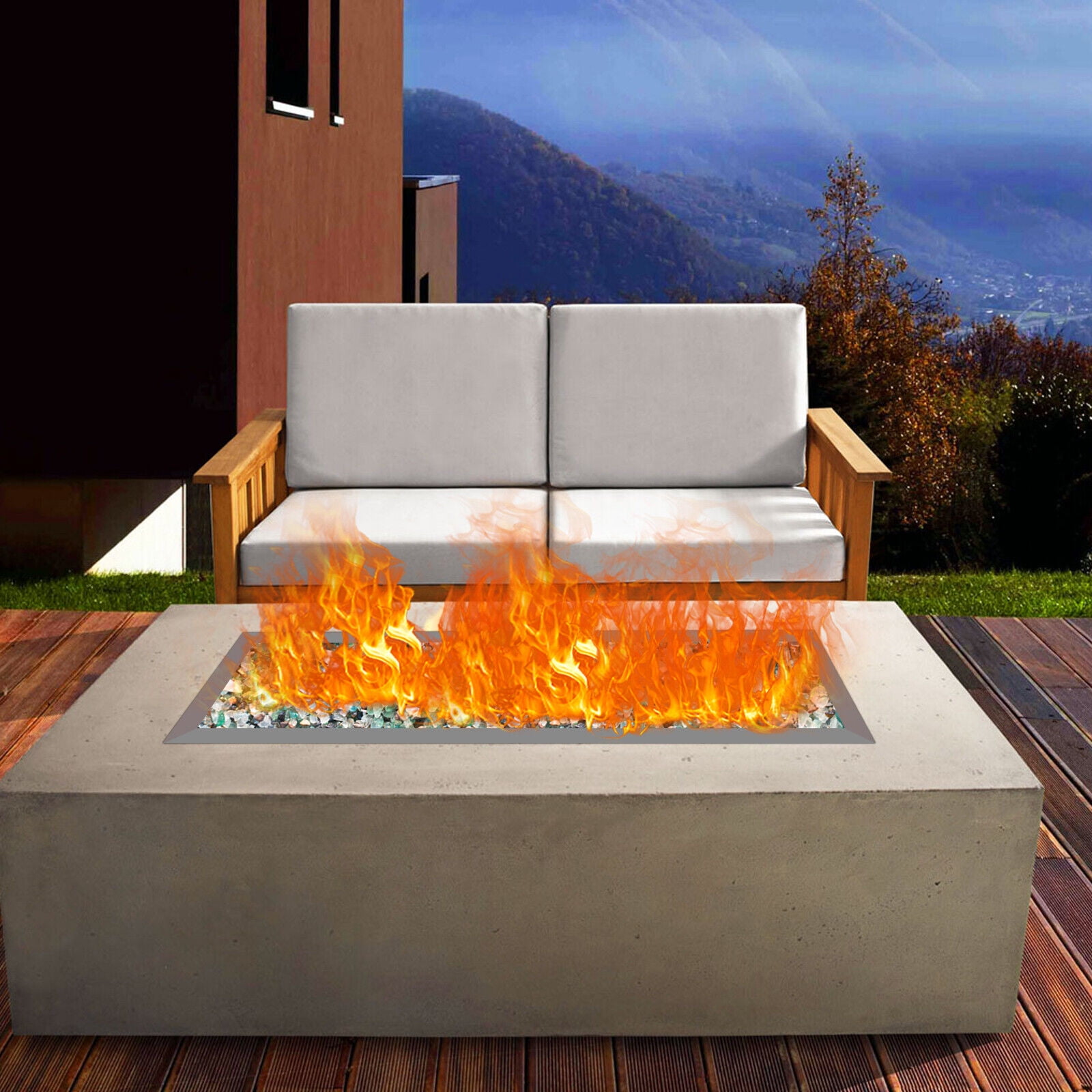 Fichiouy Dropin Fire Pit Kit HShape Burner with Predrilled Flame