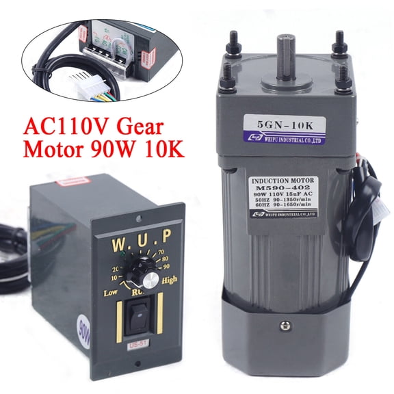 Fichiouy Electric Machinery Gear Motor+Speed Controller 135RPM 1:10 Reduction Ratio 110V