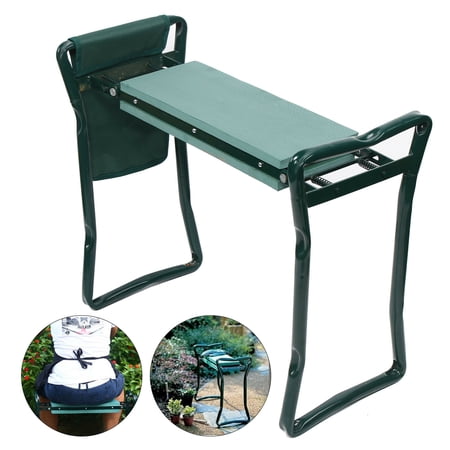 Fichiouy Folding Chair Garden Kneeler Heavy Duty Bench Stool EVA Soft Pad Seat with Pouch Green
