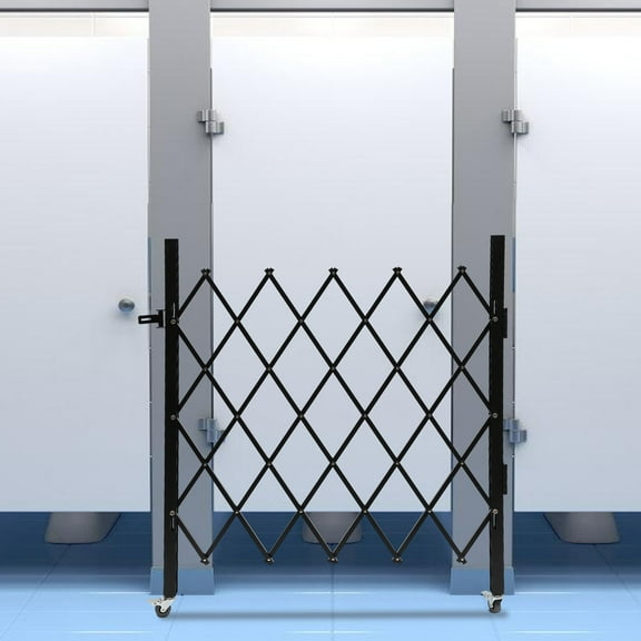 Fichiouy Folding Security Gate Retractable Gate with 360° Rolling Wheels Wall Mount Scissor Gate with Padlock for Garage Storefronts Parking Lots