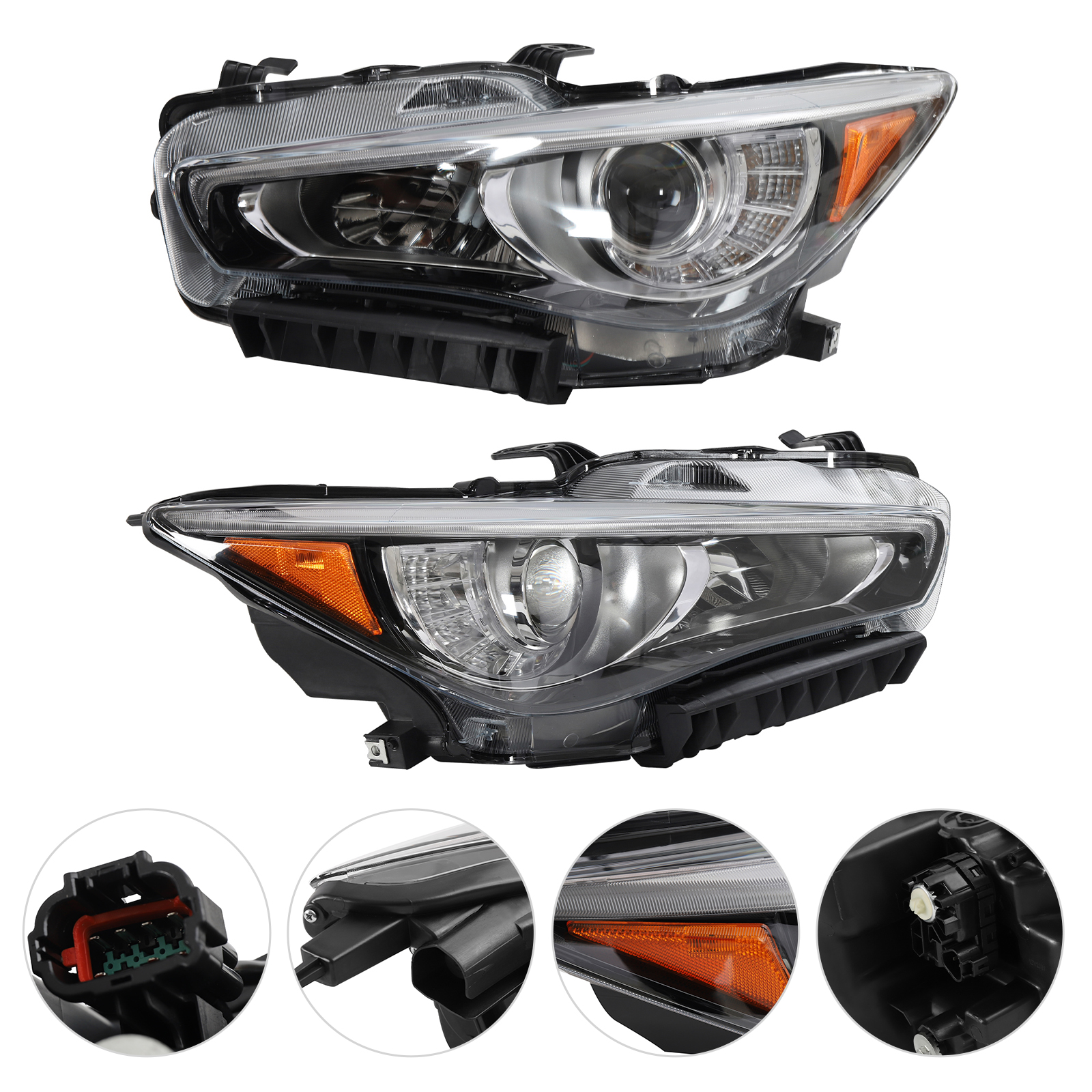 Fichiouy Headlights Compatible With 2014 2017infiniti Q50 Led Drl