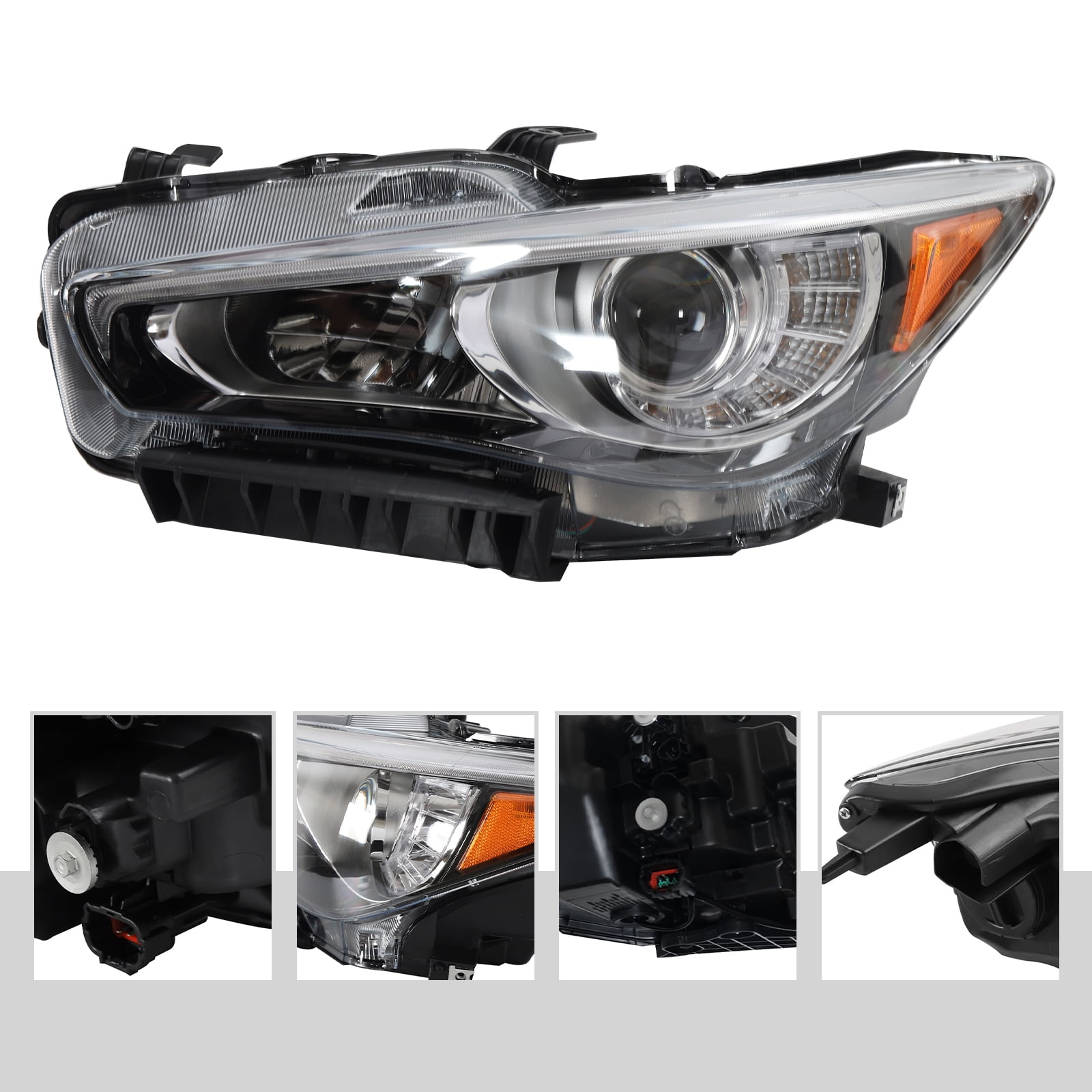Fichiouy Headlights Compatible With 2014 2017infiniti Q50 Led Drl