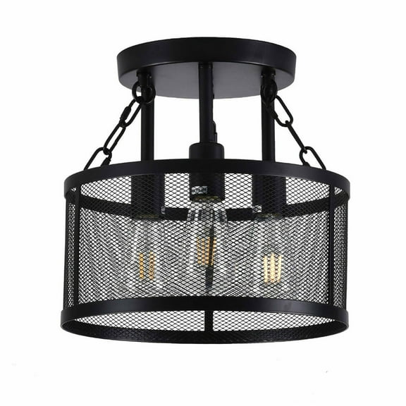 Fichiouy Industrial Caged Ceiling Light Chandelier 3-Light Farmhouse Loft Lighting Fixture