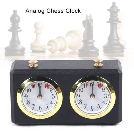 Fichiouy International Analog Chess Mechanical Retro Timer Clock Two Base Time Black New