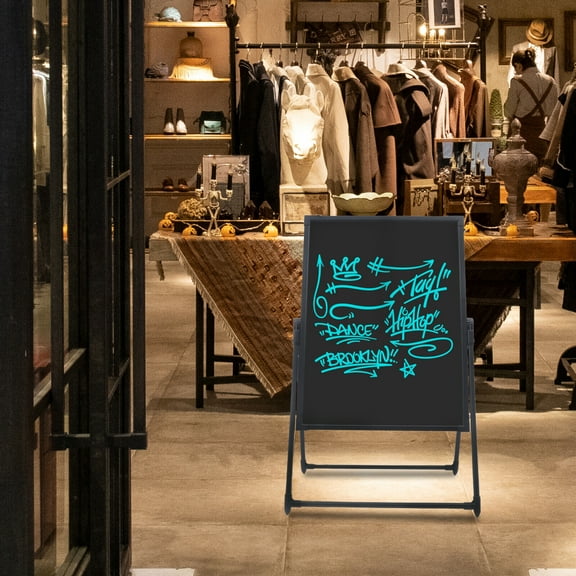 Fichiouy LED Writing Board Message Menu Sign Flashing Illuminated Standing 80*60 +Remote