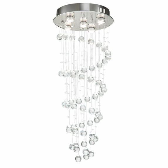 Fichiouy Luxury Crystal LED Chandelier Rain Drop Spiral Ceiling Light Modern Pendant Lamp