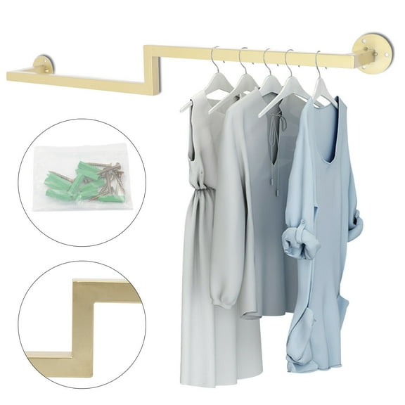 Fichiouy Modern Clothes Rail Shelf Retro Wall Mounted Garment Rack Hanger Iron Wedding Dress Hanging Rack