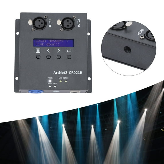 Fichiouy Pknight Art Net DMX 512 Ethernet Lighting Controller Interface 2 Universe Lamp
