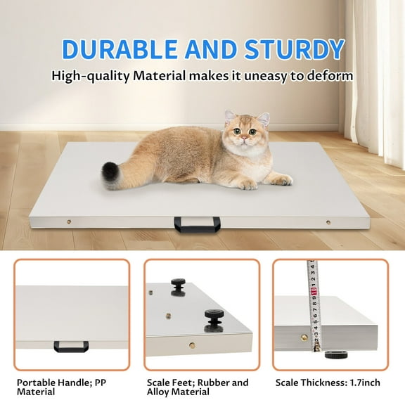 Fichiouy Portable Digital Livestock Vet Scale with Digital Indicator Large Platform Weighing Scale for Pet Large Animal Max 660lbs