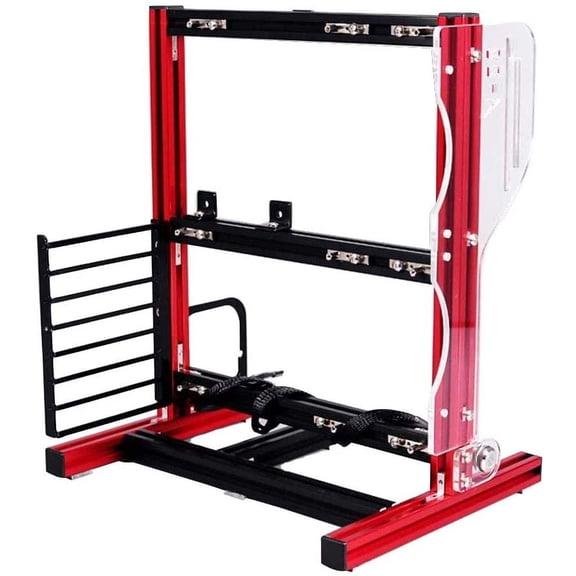 Fichiouy Red Open Frame Case Aluminum Support Motherboard Bracket Frame