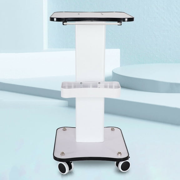 Fichiouy Rolling Cart Beauty SPA Trolley Holder Beauty Salon Machine Stand 360 with Handle White