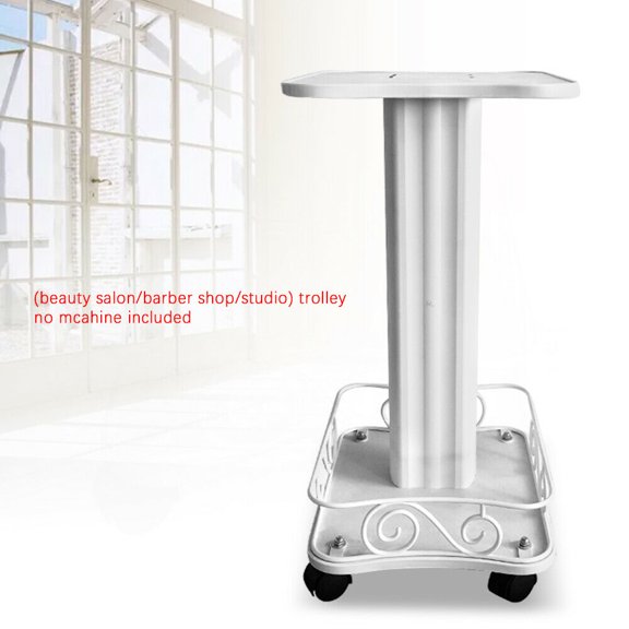 Fichiouy Salon Trolley Stand Rolling Cart Beauty Instrument Holder with 4 Universal Wheel White 40KG
