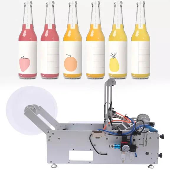 Fichiouy Semi-Automatic Round Bottle Labeler Labeling Machine 20mm-120mm (110V)