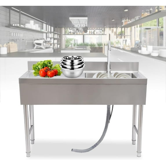 Fichiouy Stainless Steel Freestanding Sink for Home and Kitchen Easy to Clean