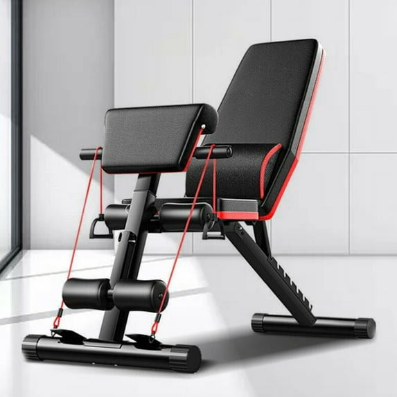 Fichiouy Supine Board Adjustable Hight Foldable Weight Bench Full Body Workout Gym Exercise