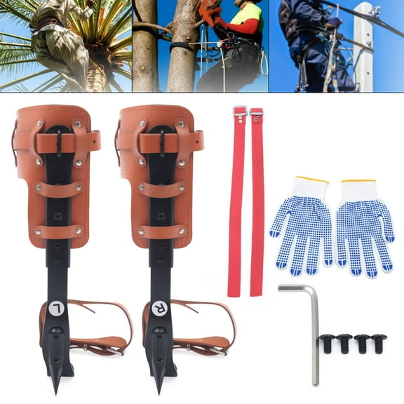 Fichiouy Tree Climbing Spikes Set Pole Climbing Spurs Adjustable Climber Strap Gaff 100kg