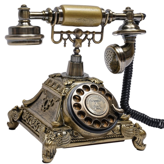 Fichiouy Vintage Handset Telephone Antique Rotary Dial Phone European Style
