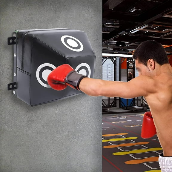 Fichiouy Wall Mount Uppercut Boxing Equipment Training Punching Target Corner Punch Bag for Adults PU Foam Black and White