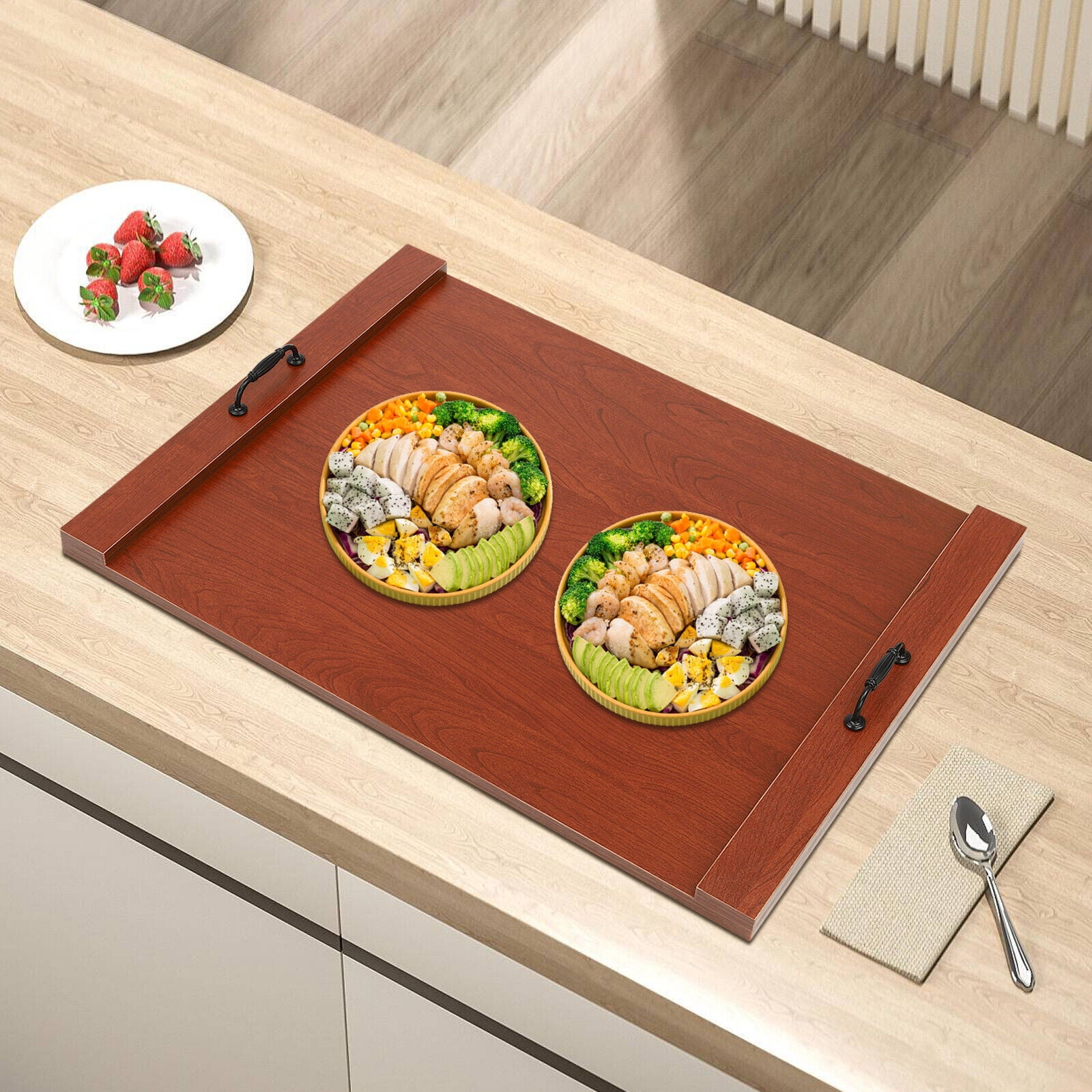 Fichiouy Wooden Stove Top Cover Board with Handles for Electric Stove and Gas Stove