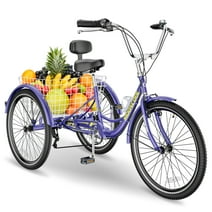 Ficisog 26" Adult Tricycle, 3 Wheel Bikes,7 Speed Cruise Trike with Shopping Basket, Unisex