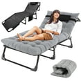 thumbnail image 1 of Ficisog Adult Folding Camping Cot, Adjustable 4-Position Reclining Folding Chaise with Pillow&Mattress, 1 of 9