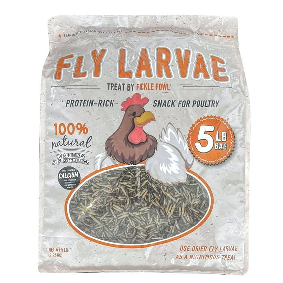 Fickle Fowl Black Soldier Fly Larvae 5 lbs Bag for Chickens, Wild Birds, Reptiles, and Small Pets
