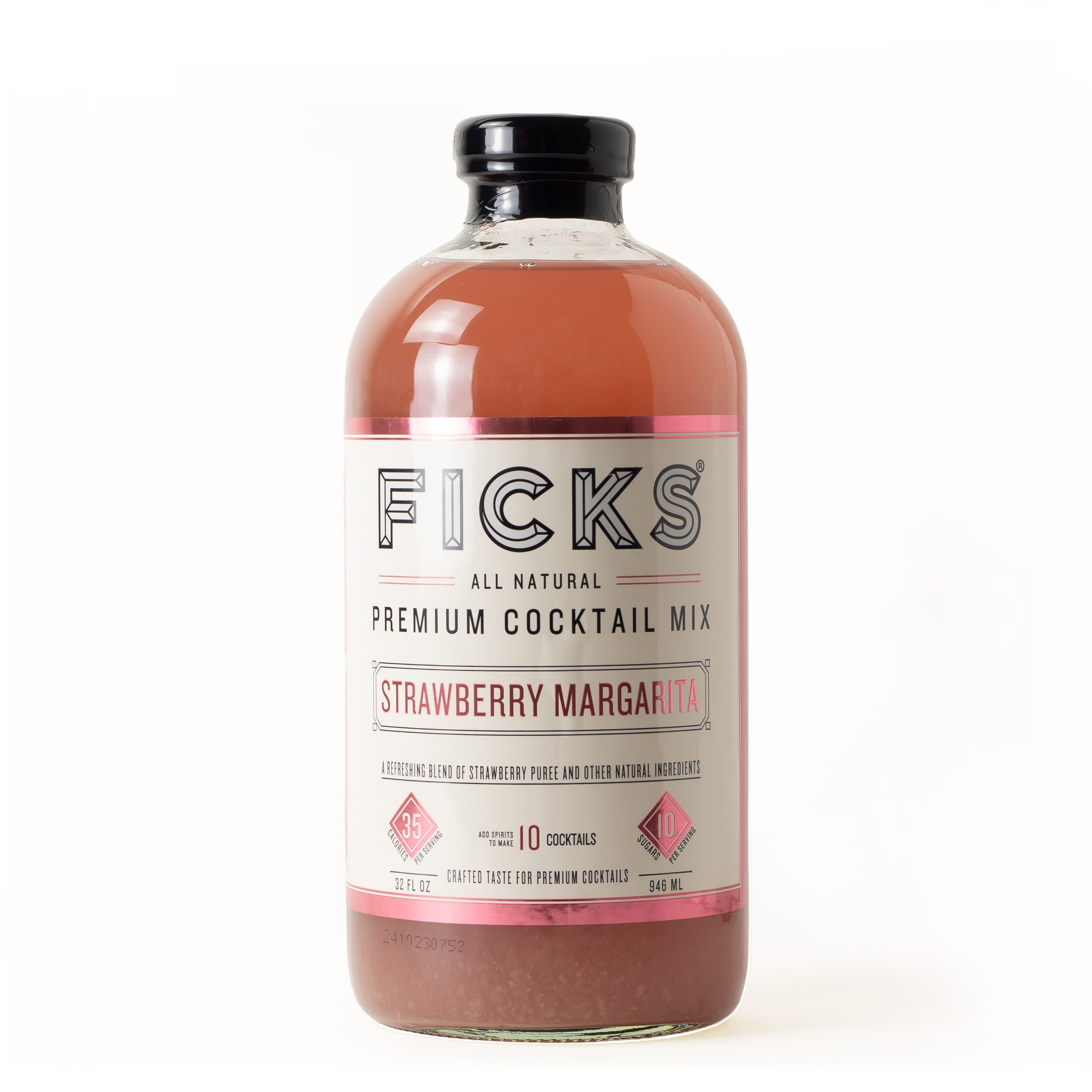 Ficks Strawberry Margarita Cocktail Mix - All Natural, Only 10g