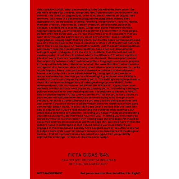 Ficta Gigas: '841/2 a.k.a "THE SELF-DESTRUCTIVE INFLUENCES OF THE ID, EGO & SUPER-EGO." BLOOD/DESCENT, (Paperback)