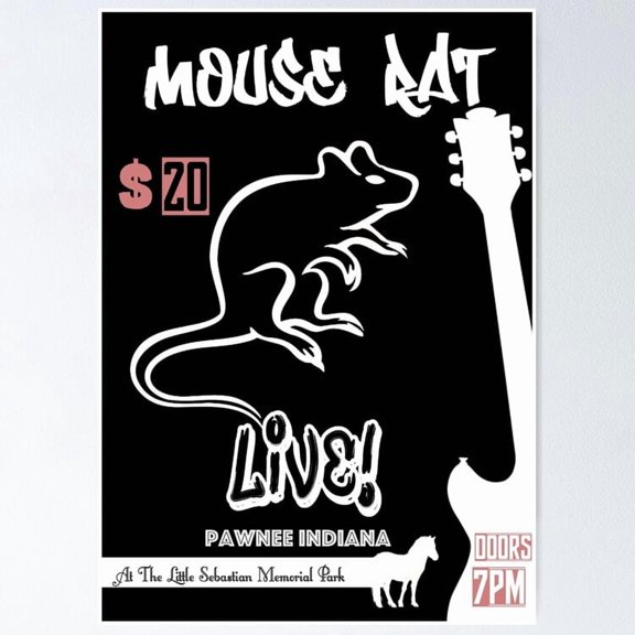 Fictional Small Town Office Comedy Mouse Rat Concert Parody Wall Art Retro Decor, Unframed Poster