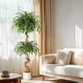 thumbnail image 1 of Ficus Artificial Tree with Curved Trunk，5 Feet Faux Plant Fake Silk Trees with White Pot, Fake Ficus Tree for Home Decor, Artificial Plants Indoor for Office Living Room, 1 of 7