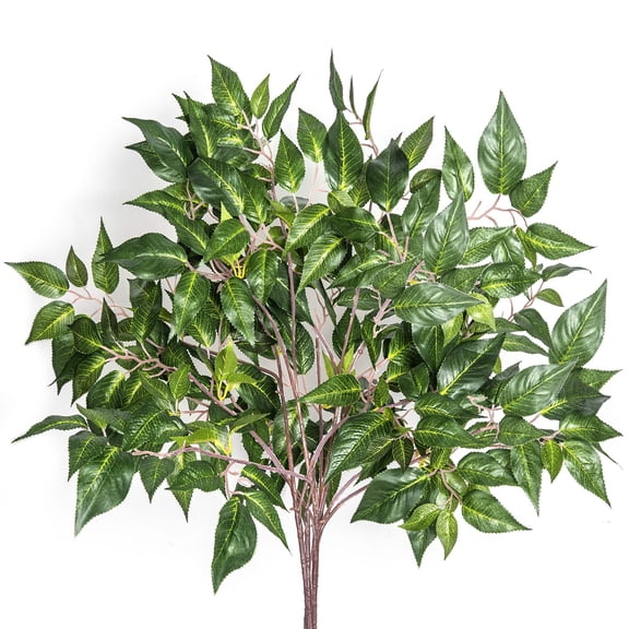Ficus Tree Artificial Branches 23” Silk Leaves Greenery, 4pcs