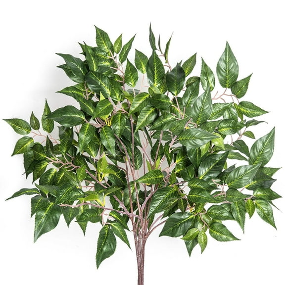 Ficus Tree Artificial Branches 23 Silk Leaves Greenery, 4pcs