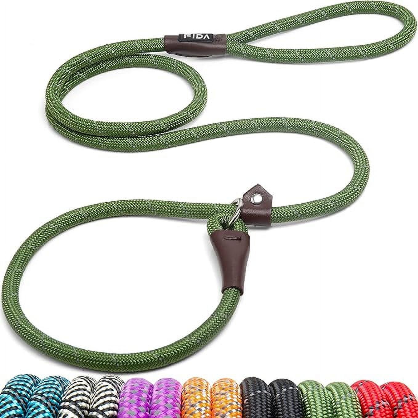 Fida Durable Slip Lead 6 FT x 1 2 Heavy Duty Loop Leash Comfortable Strong Rope Leash for Large Medium Dogs No Pull Pet Training Leash with Highly Reflective Green Walmart