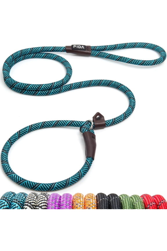 Durable Slip Lead Dog Leash, 6 FT x 1/2" Heavy Duty Dog Loop Leash, Comfortable Strong Rope Slip Leash for Large, Medium Dogs, No Pull Pet Training Leash with Highly Reflective, Blue