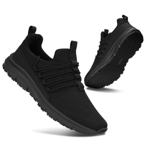 Fidabo Men's Non-Slip Work Shoes Waterproof Chef Shoes for Kitchen Restaurant Hospital Staff Lightweight Walking Sneakers Breathable and Easy-Clean Slip-On Design