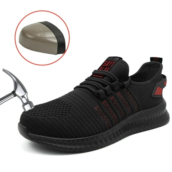 Fidabo Steel Toe Shoes for Men and Women Comfortable Lightweight Work Safety Shoes Puncture Proof Slip Resistant Indestructible Sneakers Construction Work Utility