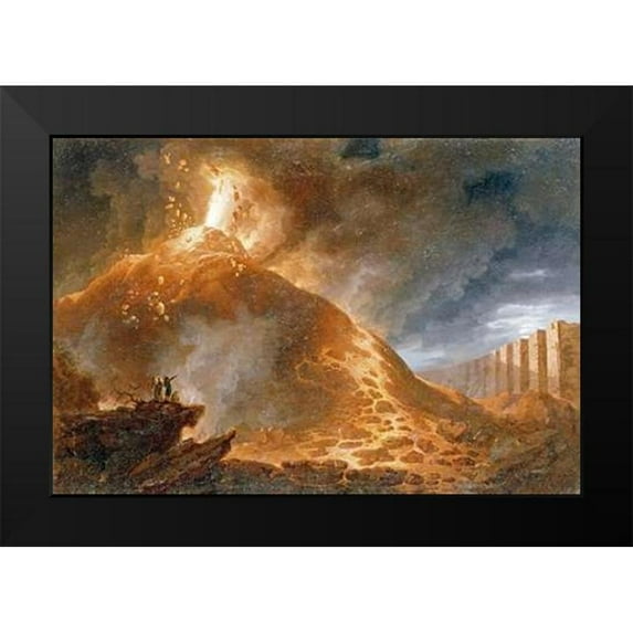 Fidanza, Francesco 24x18 Black Modern Framed Museum Art Print Titled - The Eruption of Vesuvius, 1768