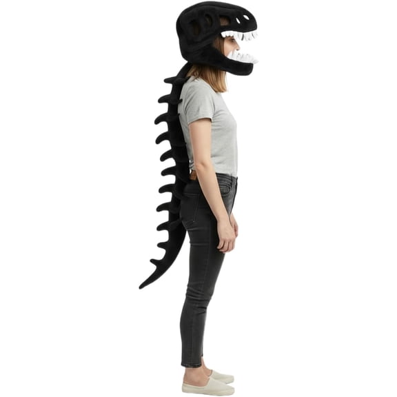 FideMop My Cozy Dino Spinosaurus Plush Dino Outfit 3D Realistic Dinosaur Skeleton Hat Skull Themed Performance Props Hats