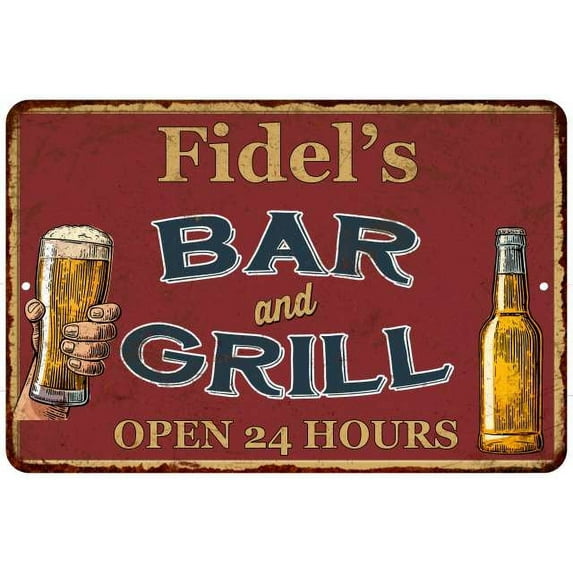 Fidel's Red Bar and Grill Rustic Sign Decor 8x12 108120045382