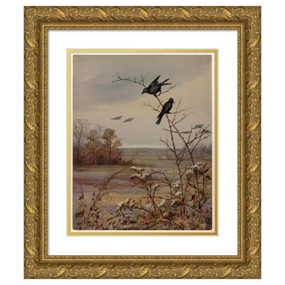 Fidelia Bridges 15x18 Gold Ornate Wood Frame and Double Matted Museum Art Print Titled - November (1876)