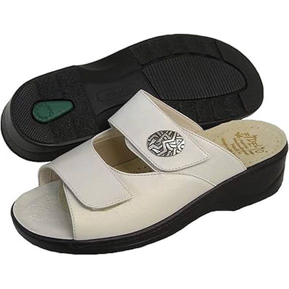 Fidelio Women's Hallux Fabia Bunion Relief Slide Sandal 33501 (Off White) Wide Width (36 EU) US 5-5.5